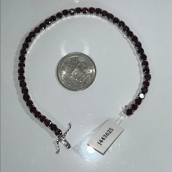 NWT NYC11 Sterling Silver Genuine Red Garnet Eternity Line Bracelet Boho - Picture 10 of 11